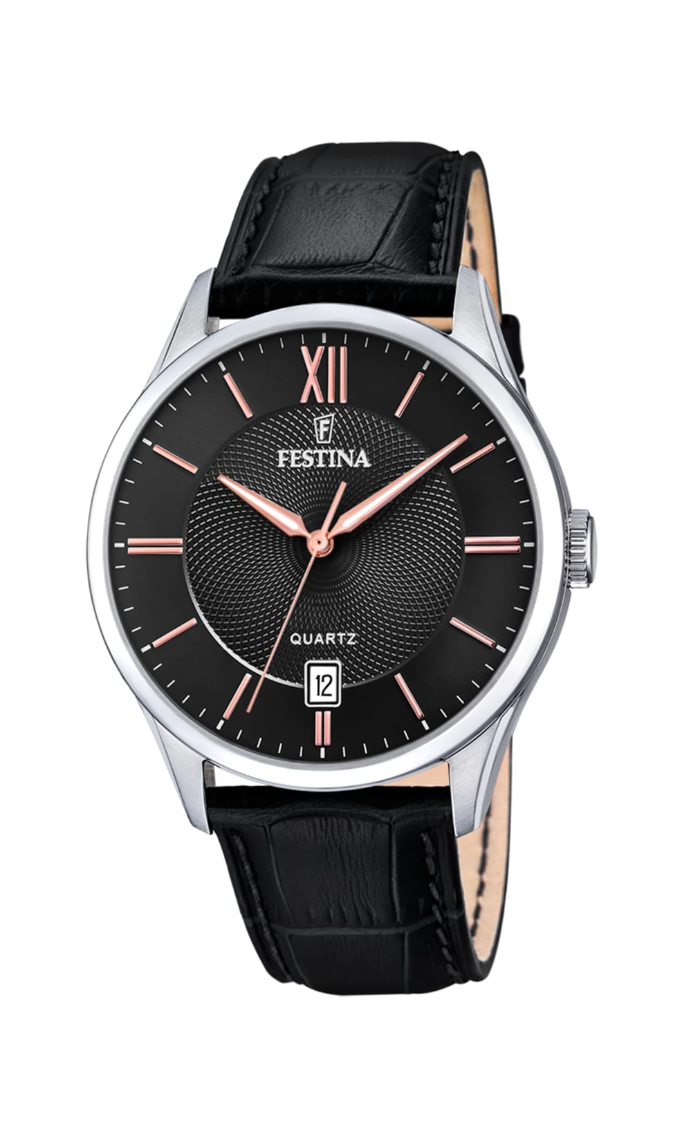 Festina Herren Uhr Analog mit Lederarmband - Quarzwerk - Kalender - Mineralglas mit hoher Widerstandsfähigkeit - Wasserdicht bis 5 ATM - Elegant und Klassisch F20426