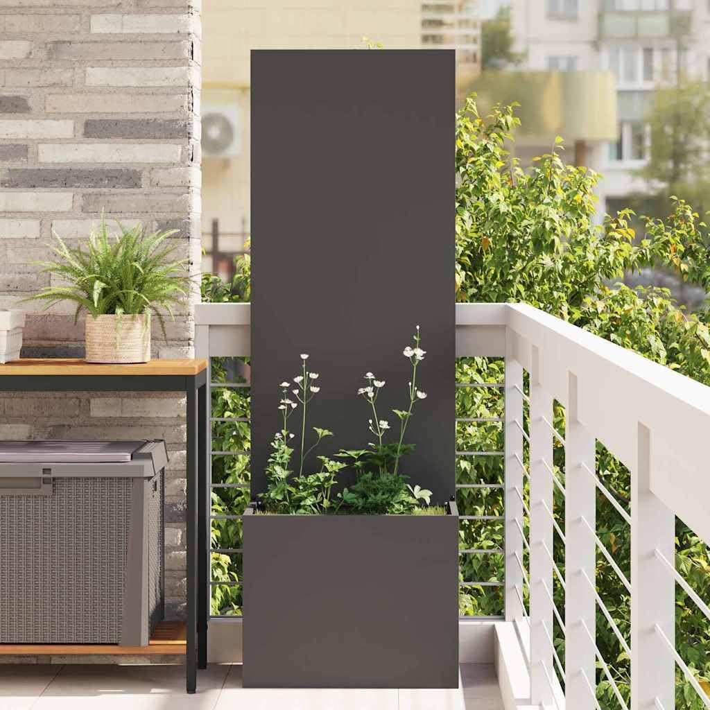 Tomostar Jardinière avec Brise Vue, Bac à Fleurs Lit de Jardin Surélevé Fretwork Noir 50x150 cm