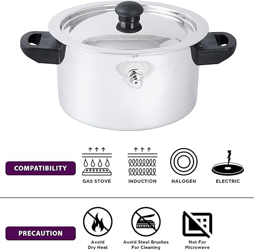 Miniatura 5 de Olla de acero inoxidable, olla de leche de doble pared con silbato y embudo, plata (1.5 cuartos de galón)