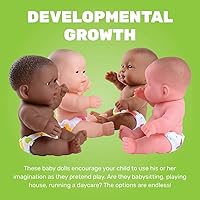 Vista 5 de Constructive Playthings Muñecas de bebé multiculturales abrazables para niños juego de 4