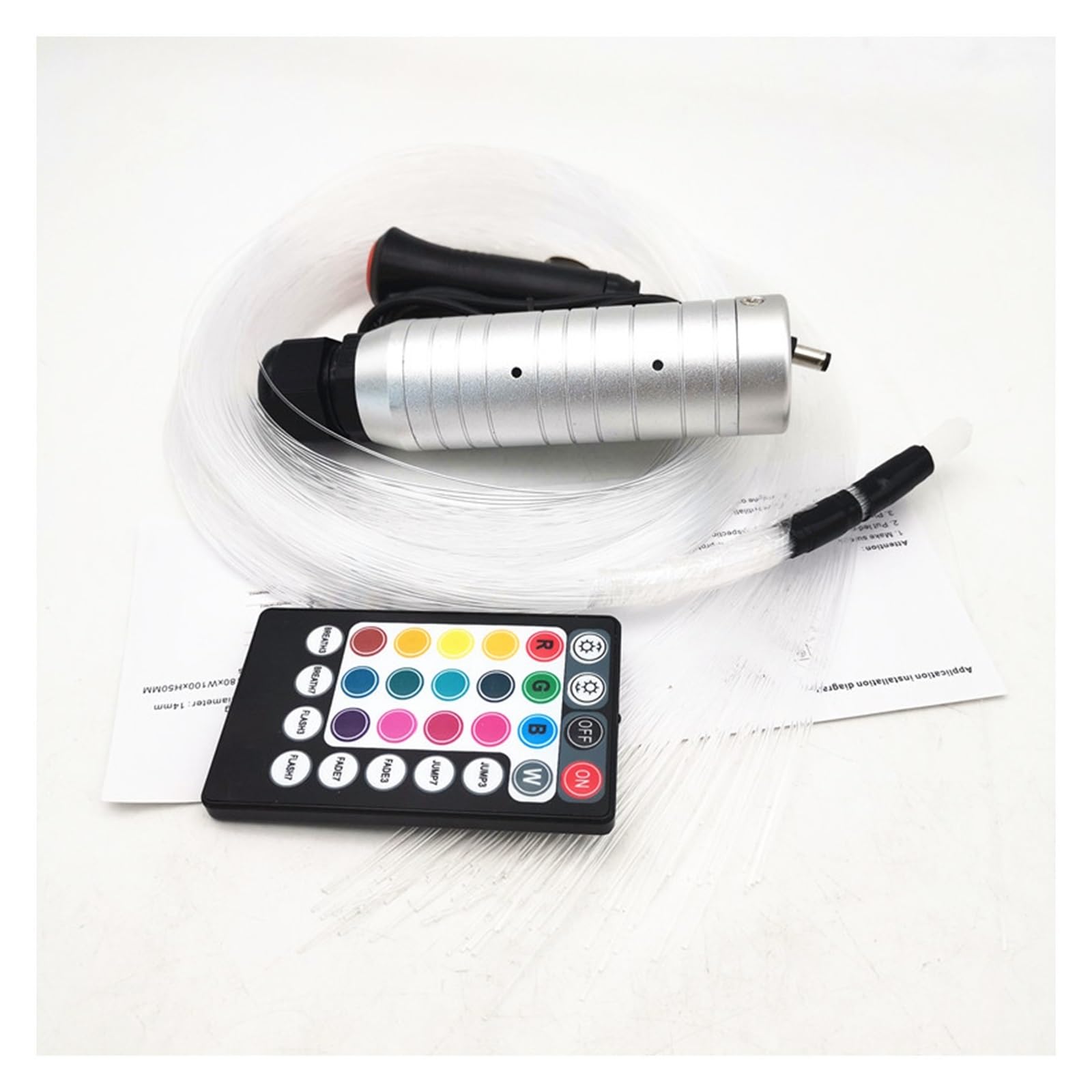 Kit de luz techo estrella fibra óptica DC12V 6W RGB, 100 Uds. * 2m 0,75mm motor dispositivo coche + 28 teclas,Durable