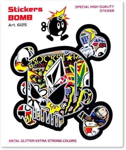 4R Quattroerre.it Adhésif Sticker Bomb Crâne, 10 x 12 cm