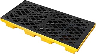 Modular 2 Drum Spill Pallet, 48x24x4 Inch, 2000 lbs Capacity, Heavy-Duty Forkliftable Containment Tray for Industrial Oil & Chemical