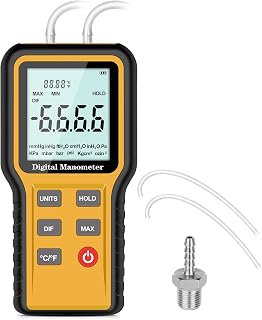 Leaton Digital Manometer Dual-Port HVAC Pressure Gauge Tester ±20.68 kPa 12 Units Backlit LCD Battery Included