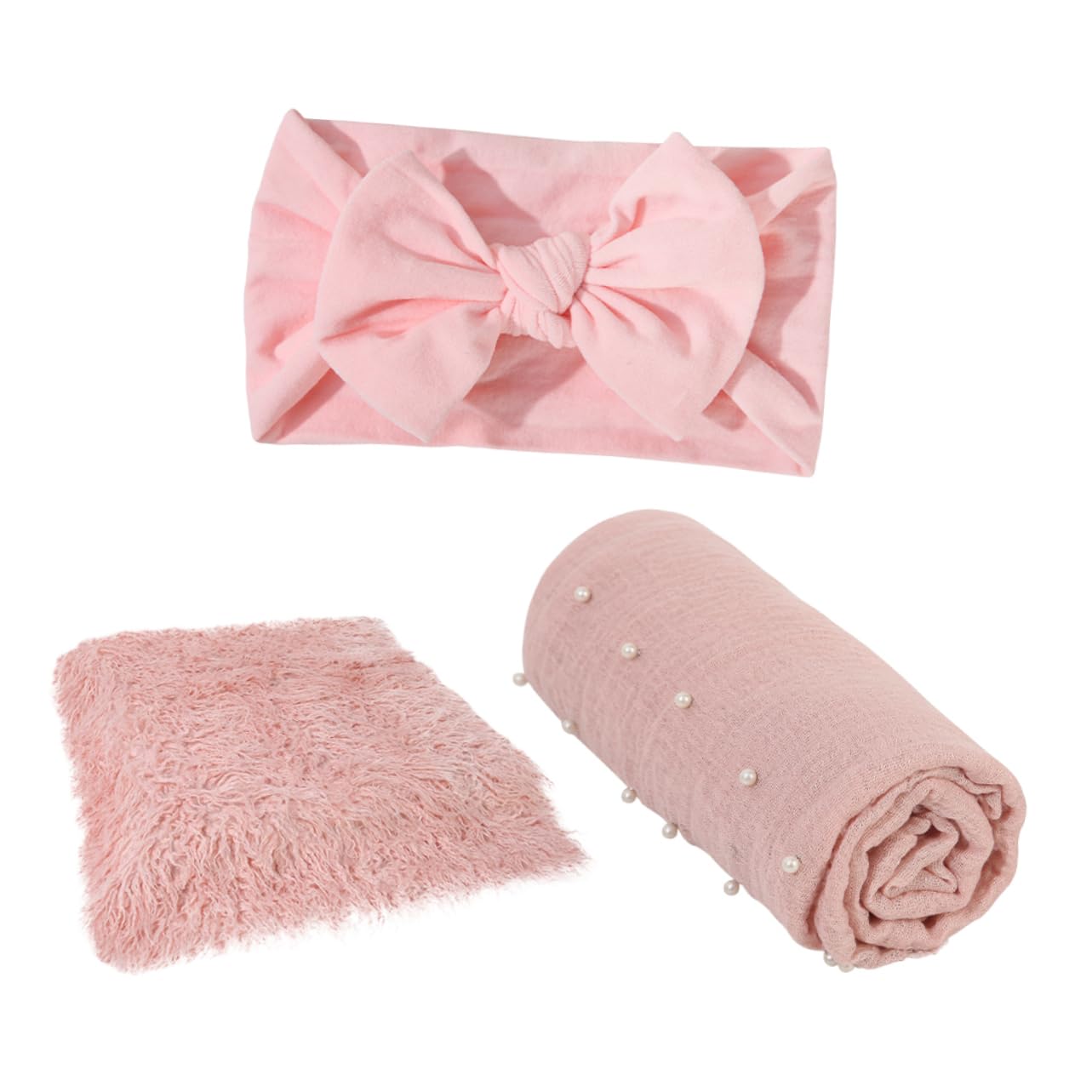 Couverture de photographie pour nourrissons rose avec bandeau doux