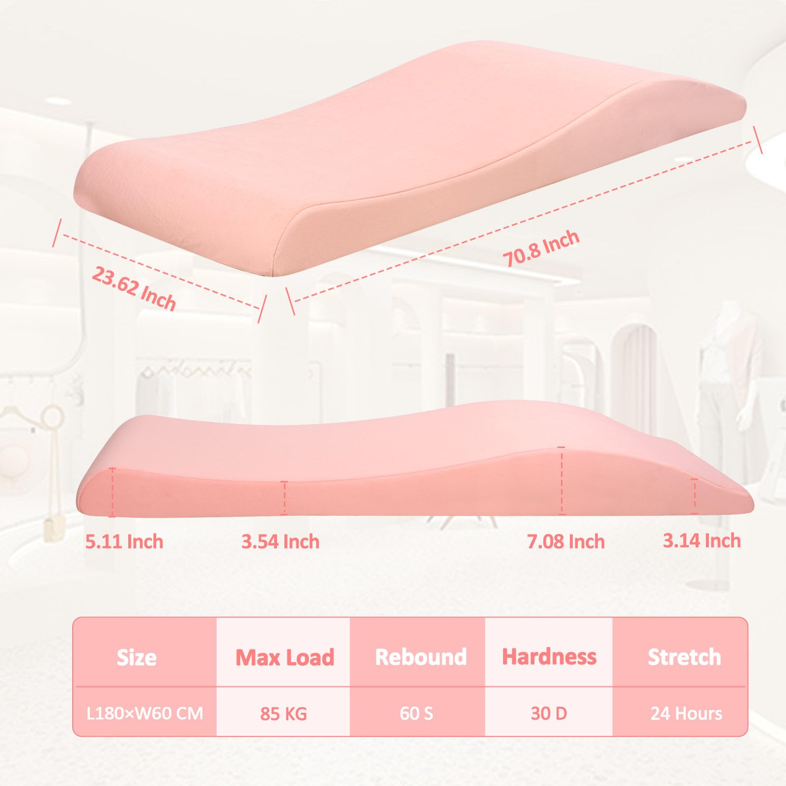 Cubrecolchón ergonómico de espuma para cama de masaje, para sala de belleza, cojín de cama de masaje 30D con funda extraíble (negro, 23.6 pulgadas) 4