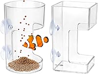 Kazheon 2pcs Clear Acrylic Fish Tank Feeding Tray with Suction Cup - Automatic Feeder Food Holder for Clean Aquarium Feeding