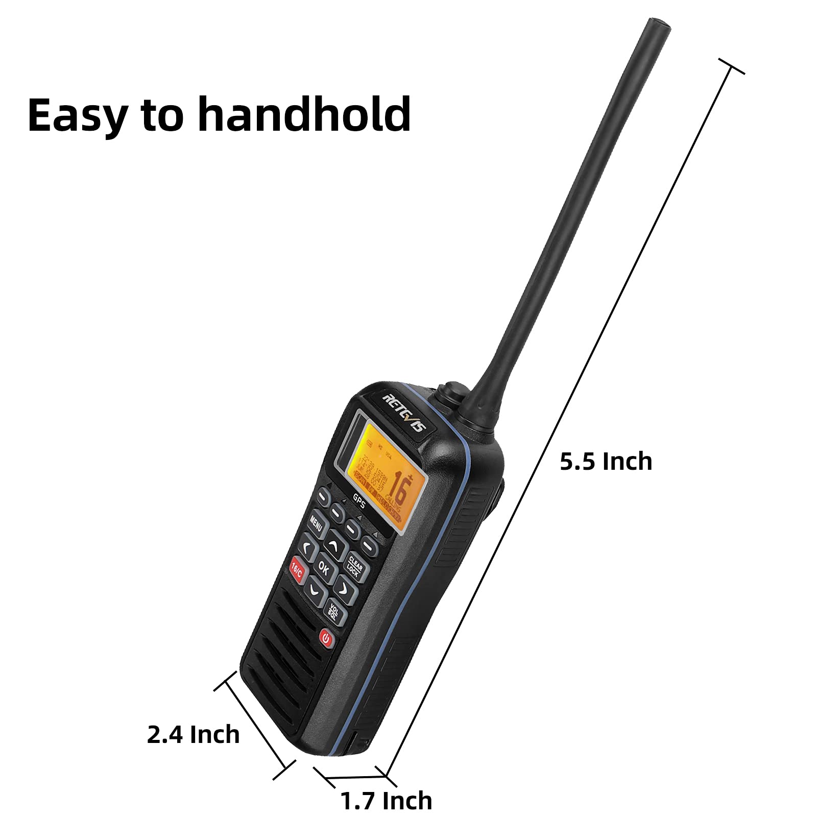 Retevis RM40 Talkie Walkie Marine IP67 VHF Marin Portable Flottant GPS Noir