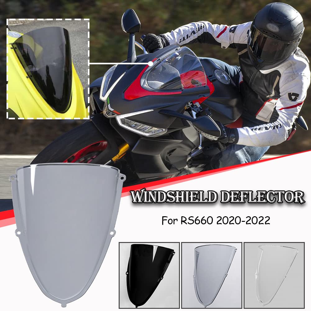 Motorcycle Windscreen for A-prilia RS660 RS 660 2020 2021 2022 2023 2024 Front Windshield Wind Scree Deflector Fairing Flyscreen Pare-brise Protector (Smoke)