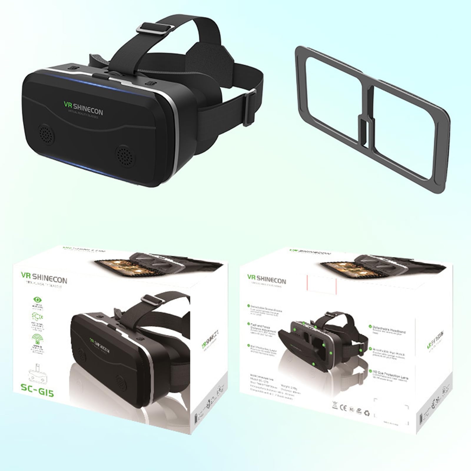 VR Brille Handy, Virtual Reality 3D Brille, Anti-Blaulicht, kompatibel mit iOS und Android 5,0-7,0 Zoll Smartphones (Black)