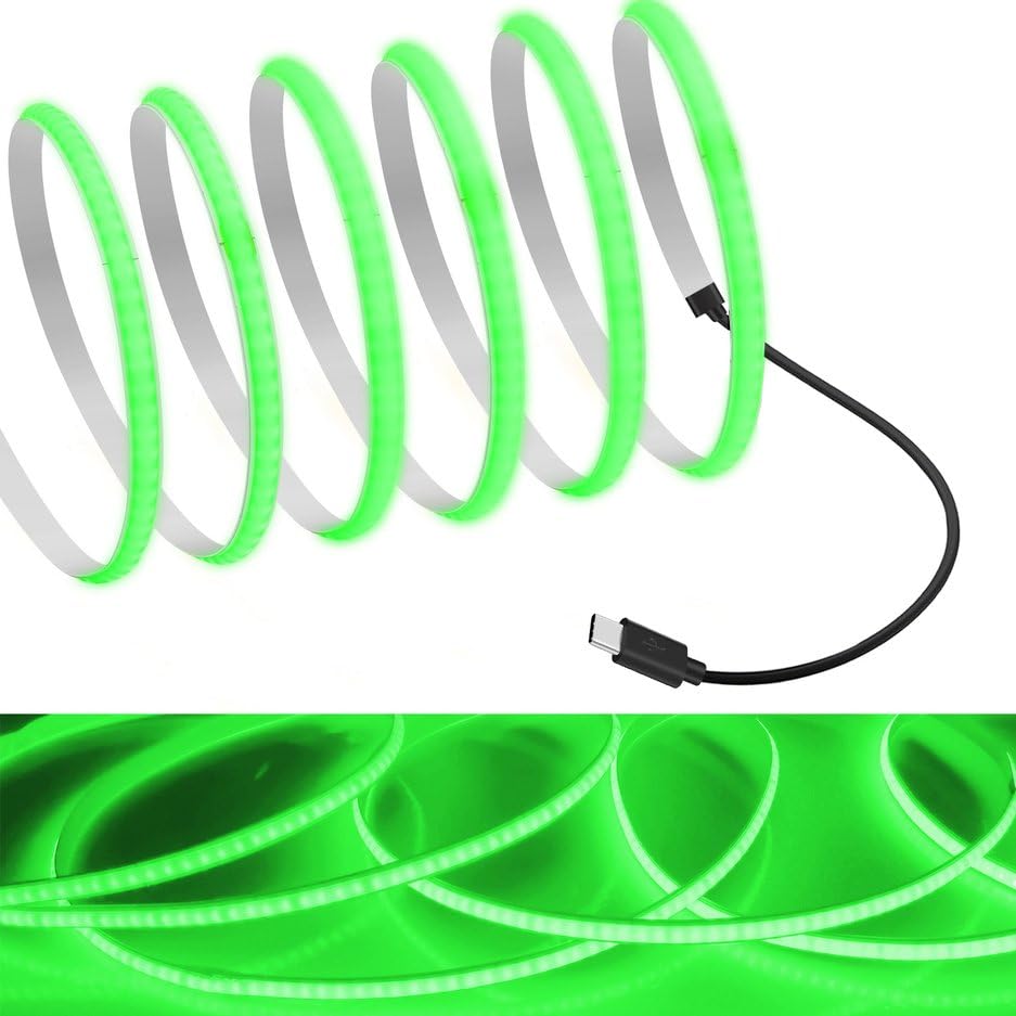 Image of MDee】Type C COB Tape Light LED Strip.11.48ft /3.5m- 5mm DC 5V Green