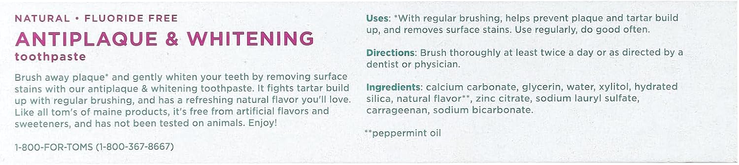 Toms of Maine Whitening Peppermint Toothpaste, 4.5 OZ image 3
