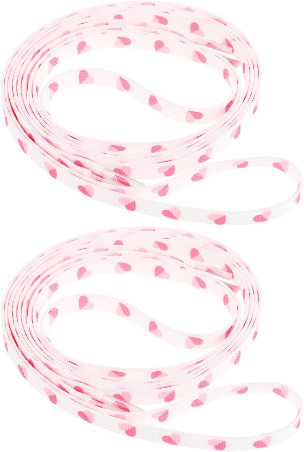 Love Heart Shoelaces 2pcs 120cm Flat Polyester Fashionable Patterned Shoe Laces for Sneakers Boots Casual Athletic Shoes
