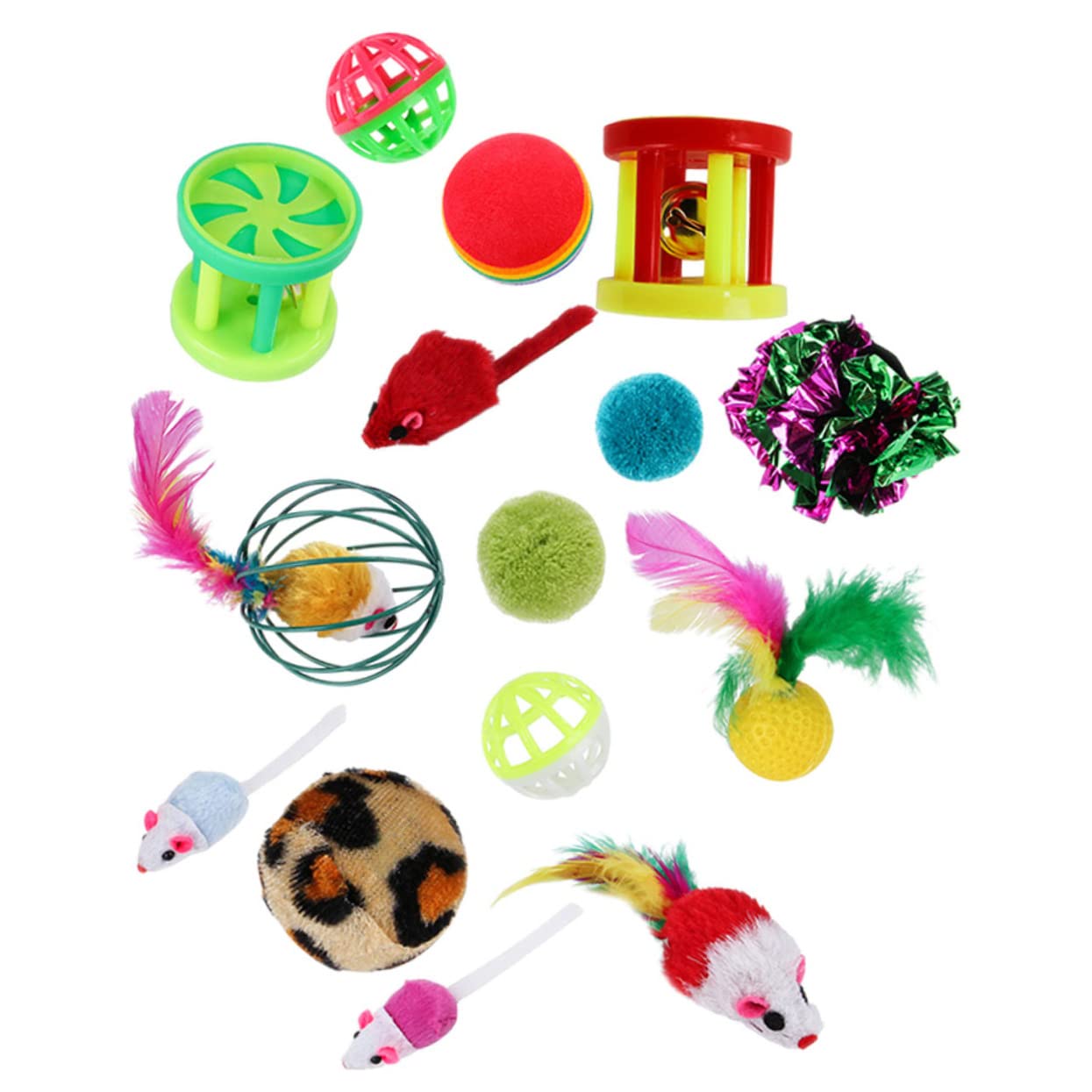 Mipcase 96stücke Teiliges Katzenspielzeug Federn Und Glockenball Interaktives Unterhaltsames Und Anregendes Spielzeug Für Katzen Und Kätzchen Fördert Bewegung Und Selbstbeschäftigung