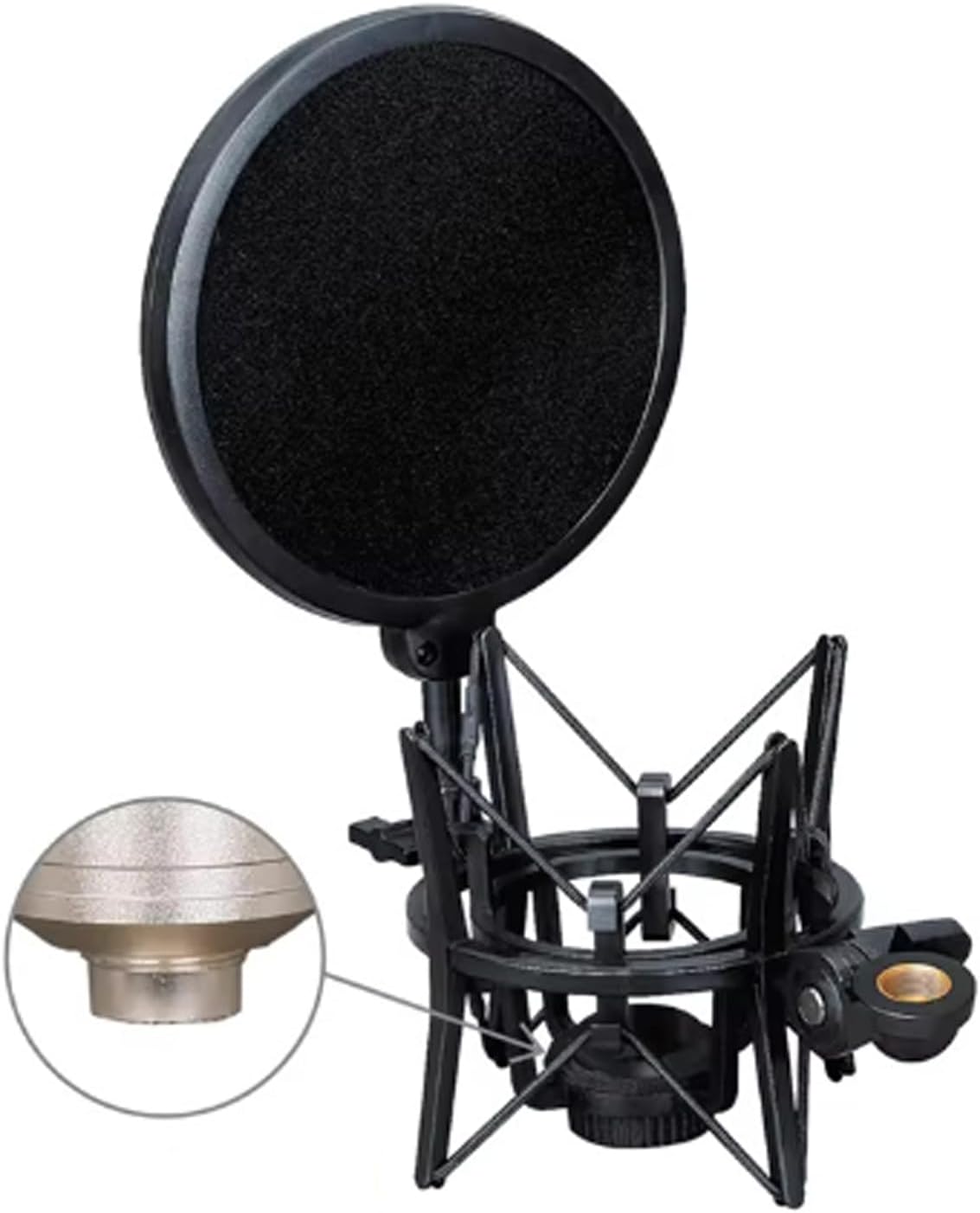 Microphone Shock Mount, Univerdal Plastic Condenser Microphone Mic Shock Mount Holder Bracket Anti-Vibration with Pop Filter for On-line Broadcasting Studio Music Recording