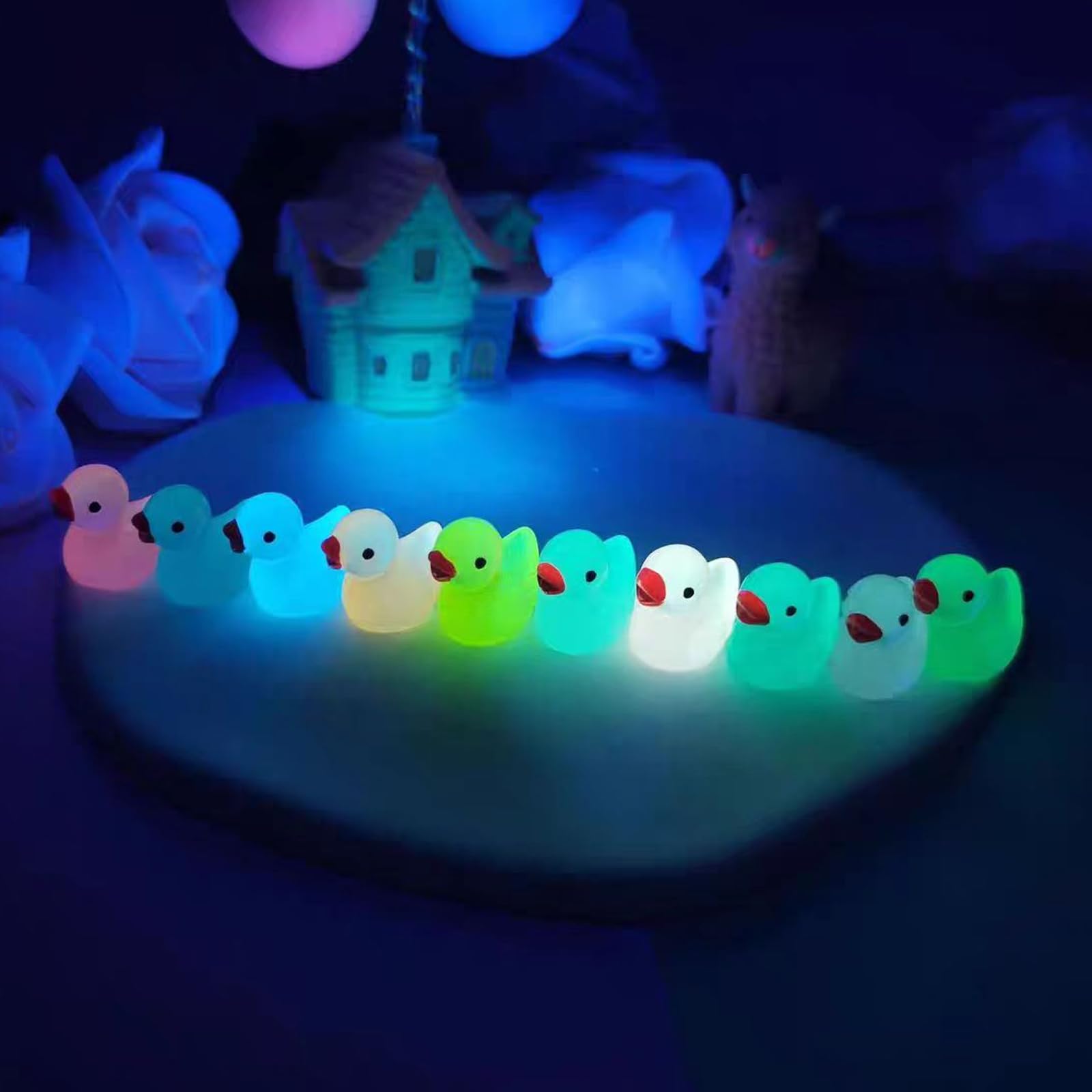 200 Mini Canards En Résine Phosphorescents Pour Le Jardin Et Noël
