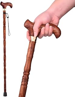 Wooden Walking Canes for Men and Women, Natural Rosewood Walking Sticks for Senior Support, Up to 500 Lbs Walking Stick, Heavy-Duty Walking Cane for Men, Suitable for Gift Giving