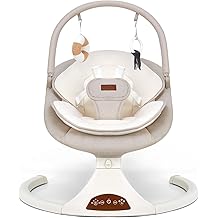 Baby Swings for Infants, Portable Infant Swing with 5-Speed Settings, Bluetooth Music &amp; Timer, Suitable for Newborns up to 9 Months (Beige)