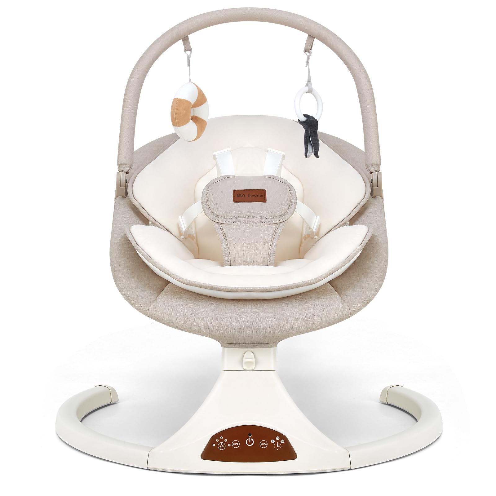 Baby Swings for Infants, Portable Infant Swing with 5-Speed Settings, Bluetooth Music & Timer, Suitable for Newborns up to 9 Months (Beige)