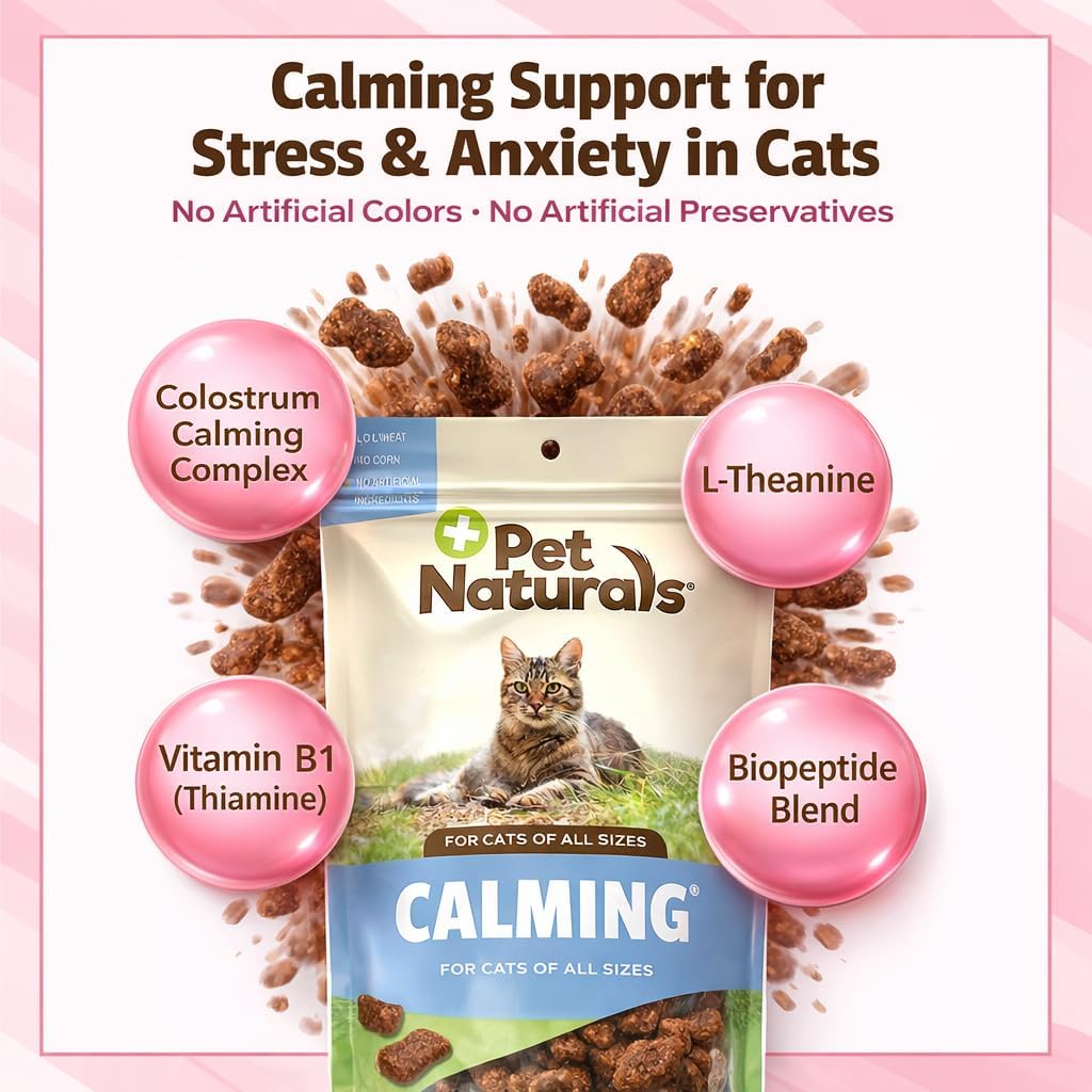 Pet Naturals Calming Chews for Cats, 30 Chicken Liver Flavored Soft Chews, Behavioral Support and Anxiety Relief for Travel, Boarding, Vet Visits and Thunderstorms, Non-Sedating Stress Relief