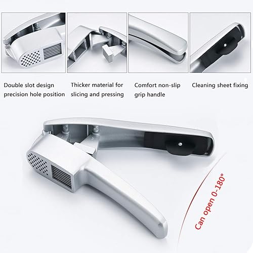 Miniatura 2 de Prensa de ajo, 2 en 1 pica y rebana ajo con cepillo limpiador y tubo de silicona para pelar. Fácil de exprimir, a prueba de óxido, apto para