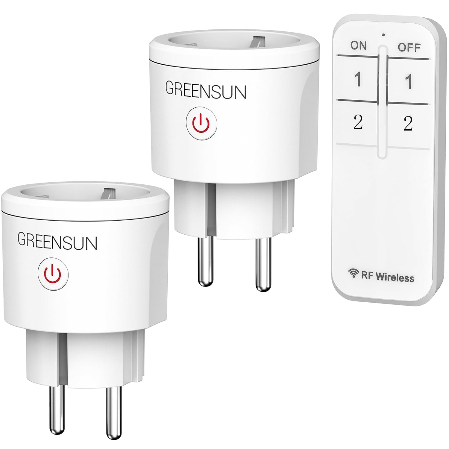 GreenSun Set di 2 prese radiocomandate con telecomando, portata 30 m, 3680 W