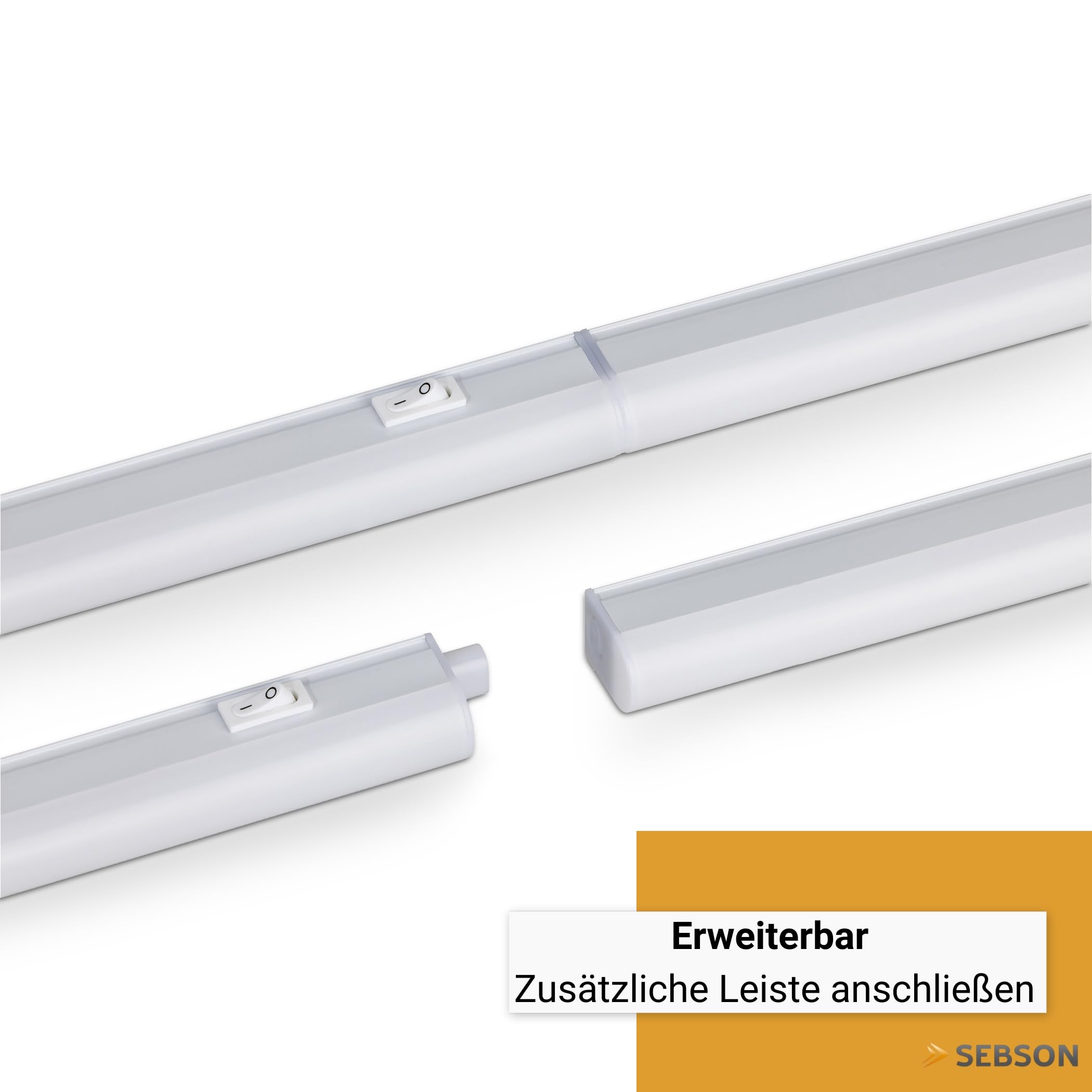 SEBSON LED Unterbauleuchte Küche 60cm mit Stecker und Schalter, 4000K Neutralweiß 9W 1400lm, LED Lichtleiste 230V, Küchenlampe Unterbau 570x30x22mm