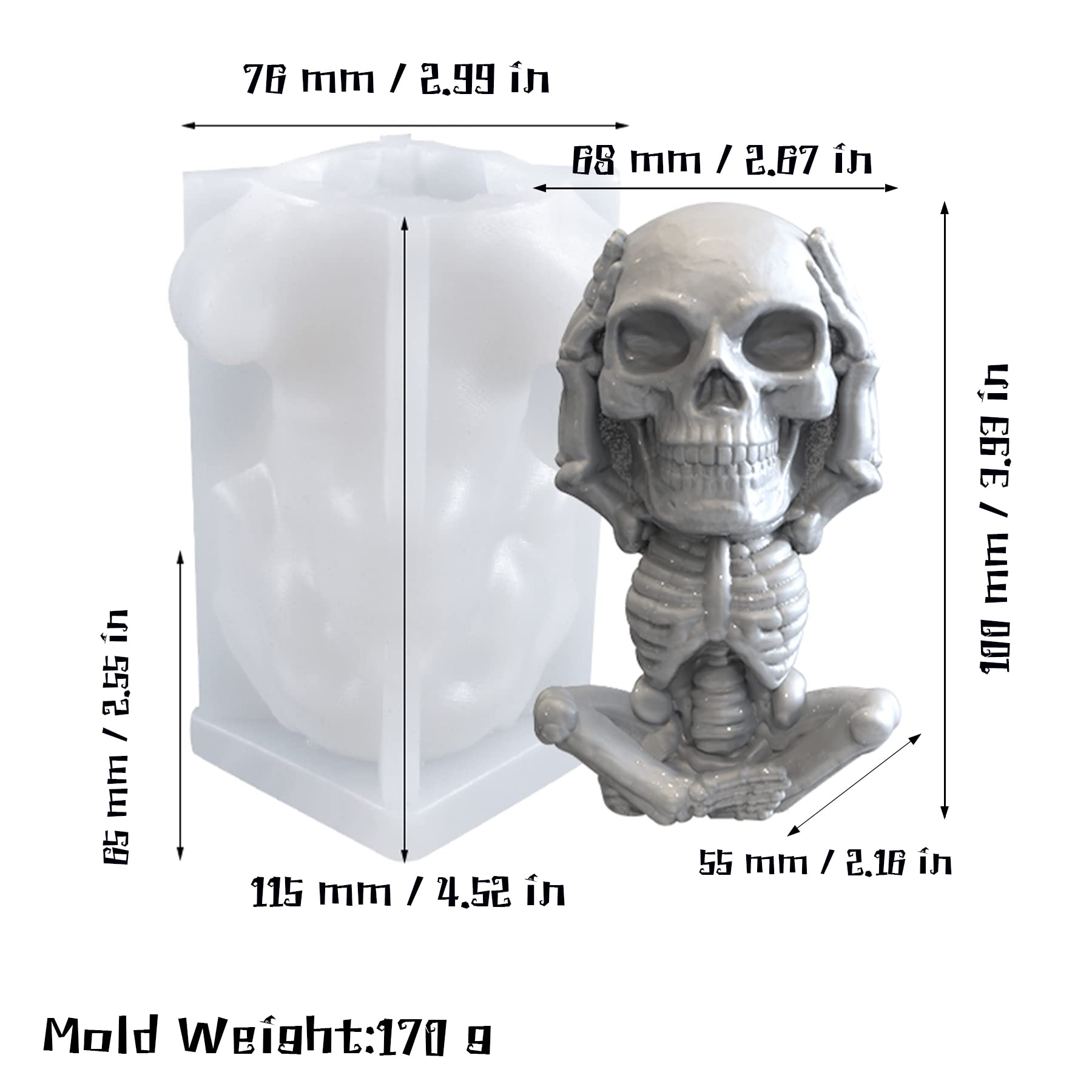 Schwertform Silikonform – Für Kerzen, Seife & Harz, 3D-Totenkopf-Motiv