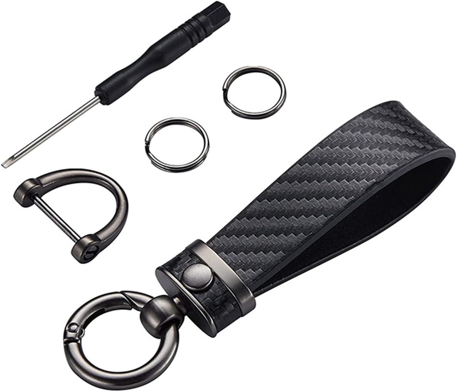 YTOOKCarbon Fiber Car Keychain, Leather Keychain for Men Women with Anti-Lost 360°Rotatable Swivel D-Ring