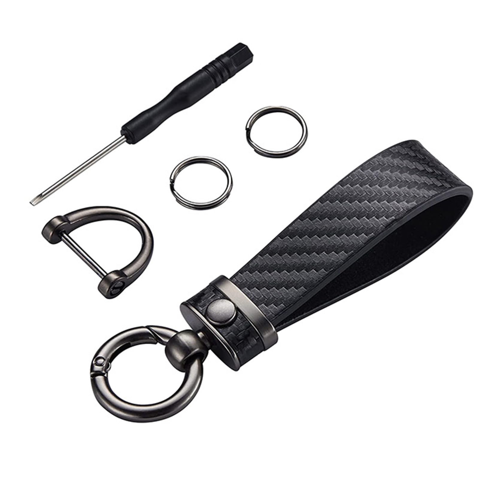 YTOOKCarbon Fiber Car Keychain, Leather Keychain for Men Women with Anti-Lost 360°Rotatable Swivel D-Ring