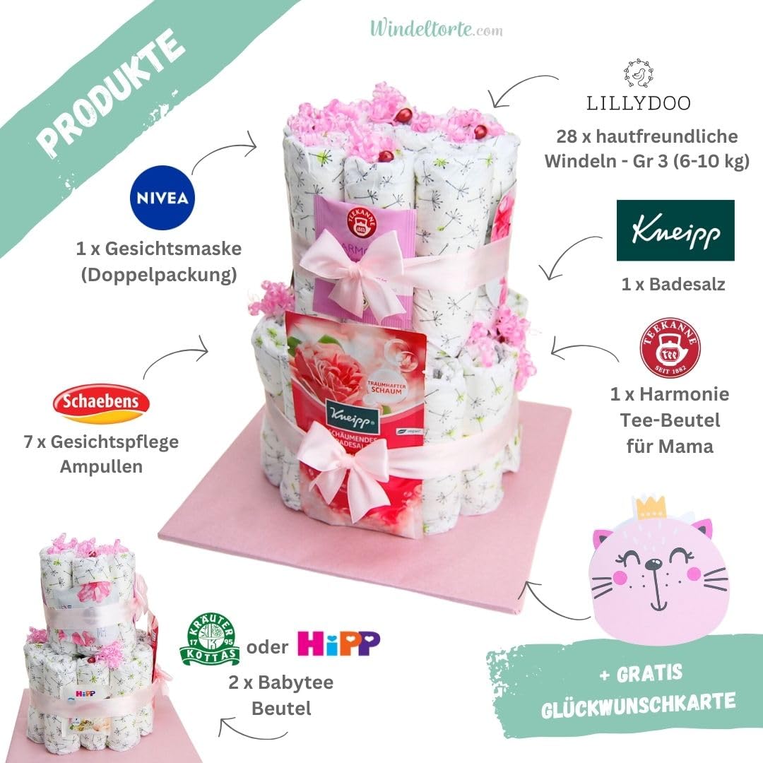 für MAMA & BABY [VERWÖHNEN] - Jungen & Mädchen - Neutral Unisex - Geschenk zur Geburt - Baby Party - Babyshower - Pullerparty - Babyartikel - Windeln - Geschenkkorb - Torte kaufen