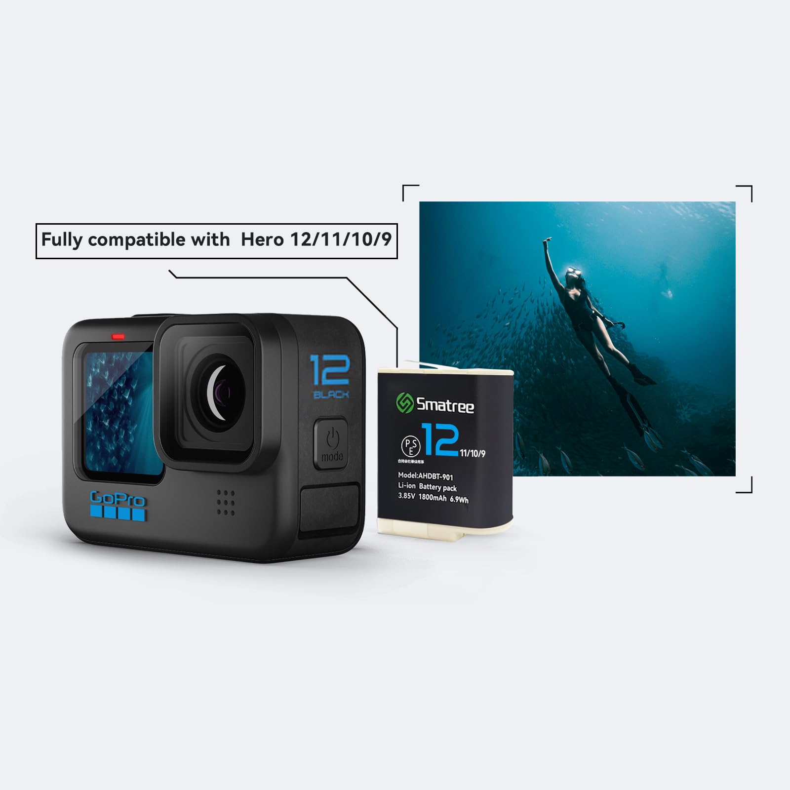 Batterie PATONA Protect 1730mAh Per GoPro Hero 12/11/10/9 - Custodia Ignifuga V1, Compatibili Con AHDBT-901C
