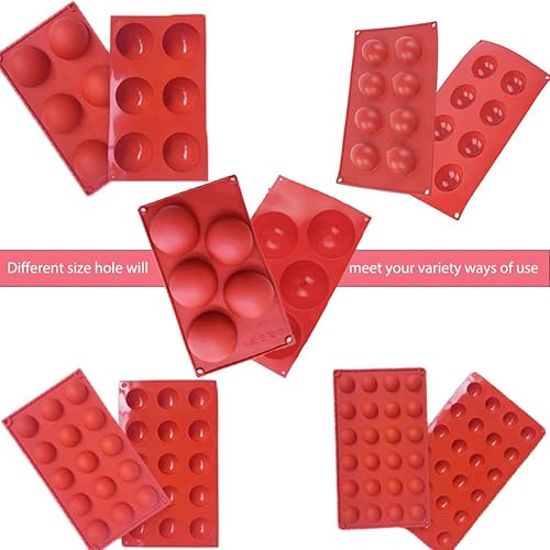 Miniatura 3 de Molde de silicona semicircular, media esfera para chocolate, caramelos y gomitas, juego de utensilios para hornear y decorar pasteles, cúpulas