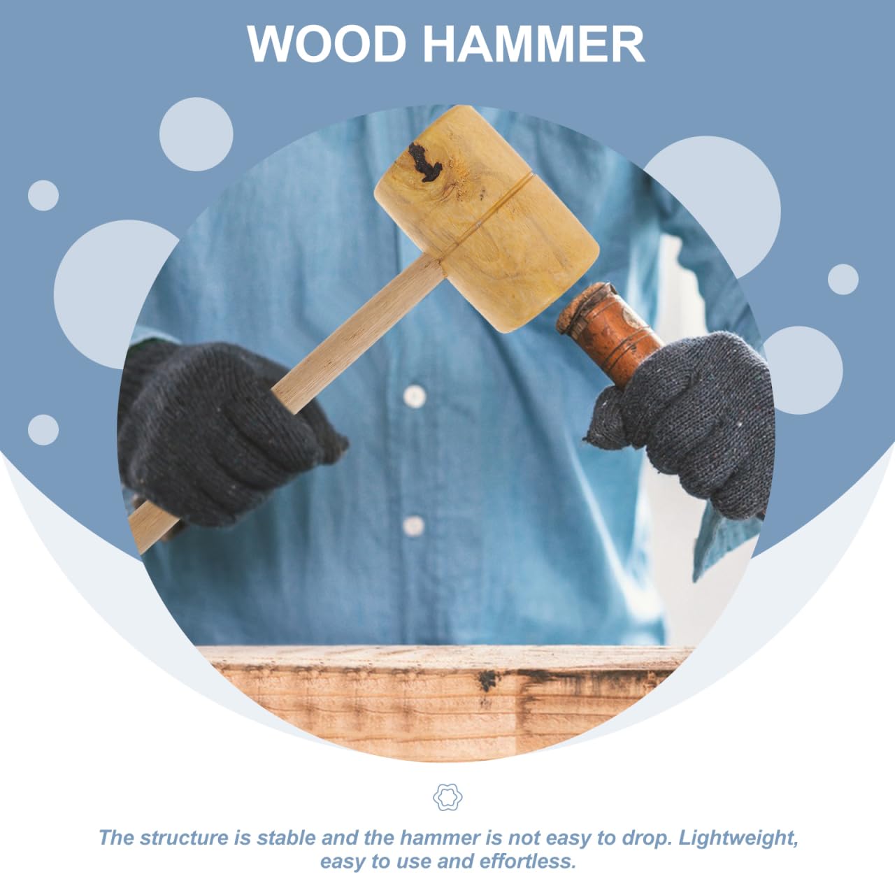 Tofficu Wood Mallet Hammer 15.16 Inch Carpenter Mallet with Smooth Handle for Precision Woodworking and DIY Hand Tools - Image 3