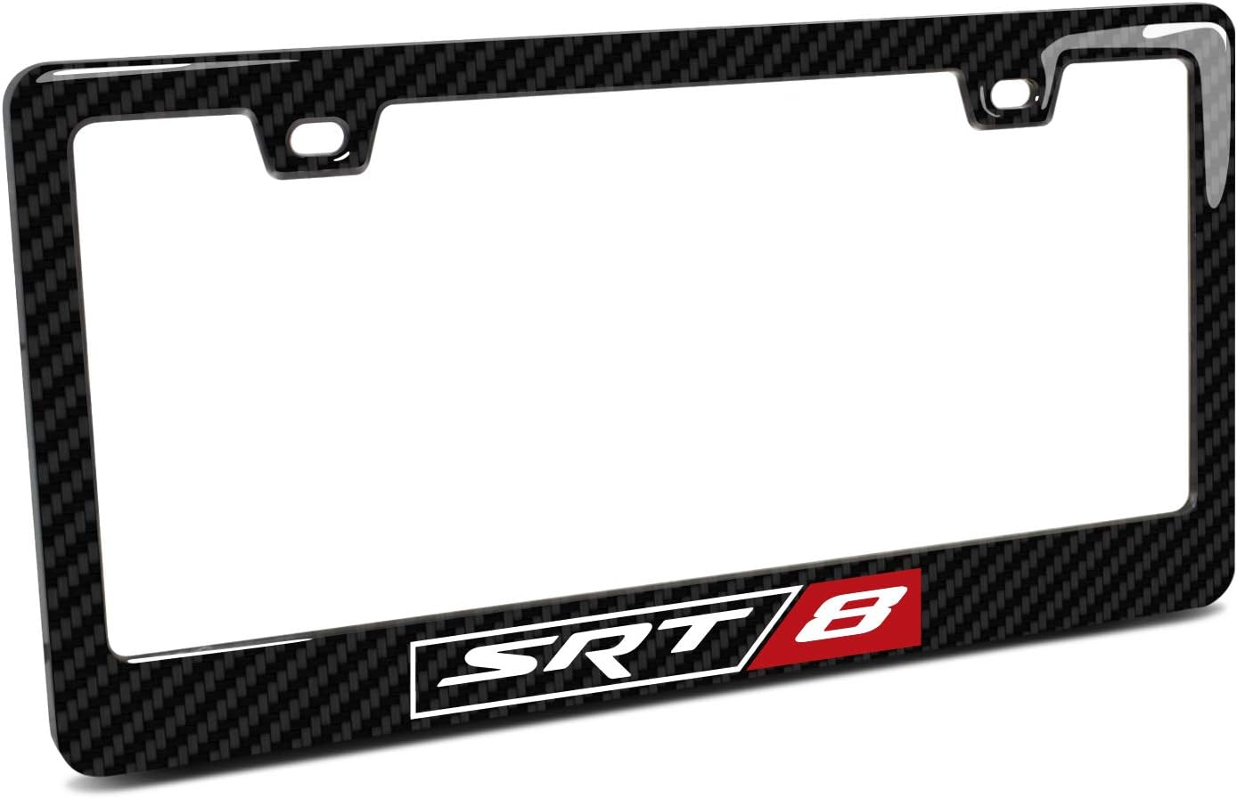 iPick Image for SRT-8 Logo Black Real 3K Carbon Fiber Finish ABS Plastic License Plate Frame
