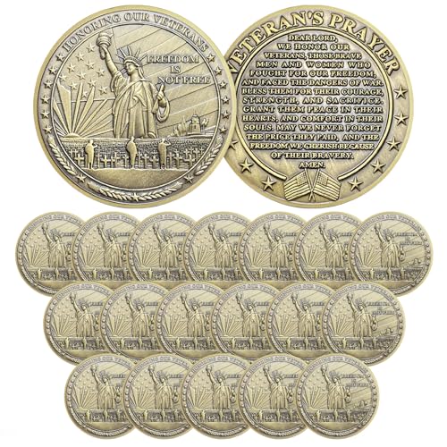 ASmileIndeep Military Challenge Coins - 20 Pcs Military Coins -Statue of Liberty Veterans Challenge Coin - Military Appreciation Gift for Veterans