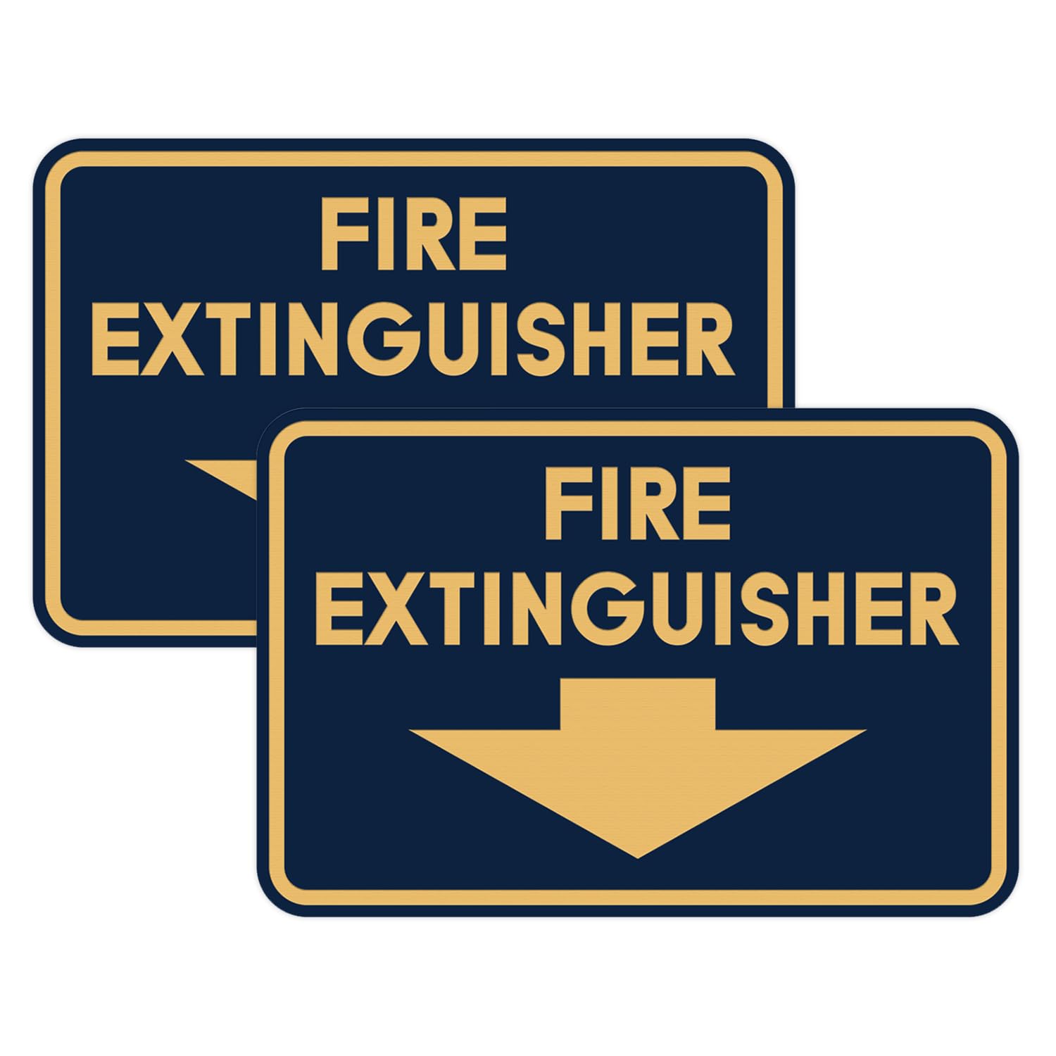 Signs ByLITA Classic Framed Fire Extinguisher (Navy Blue/Gold) - Small 2 Pack