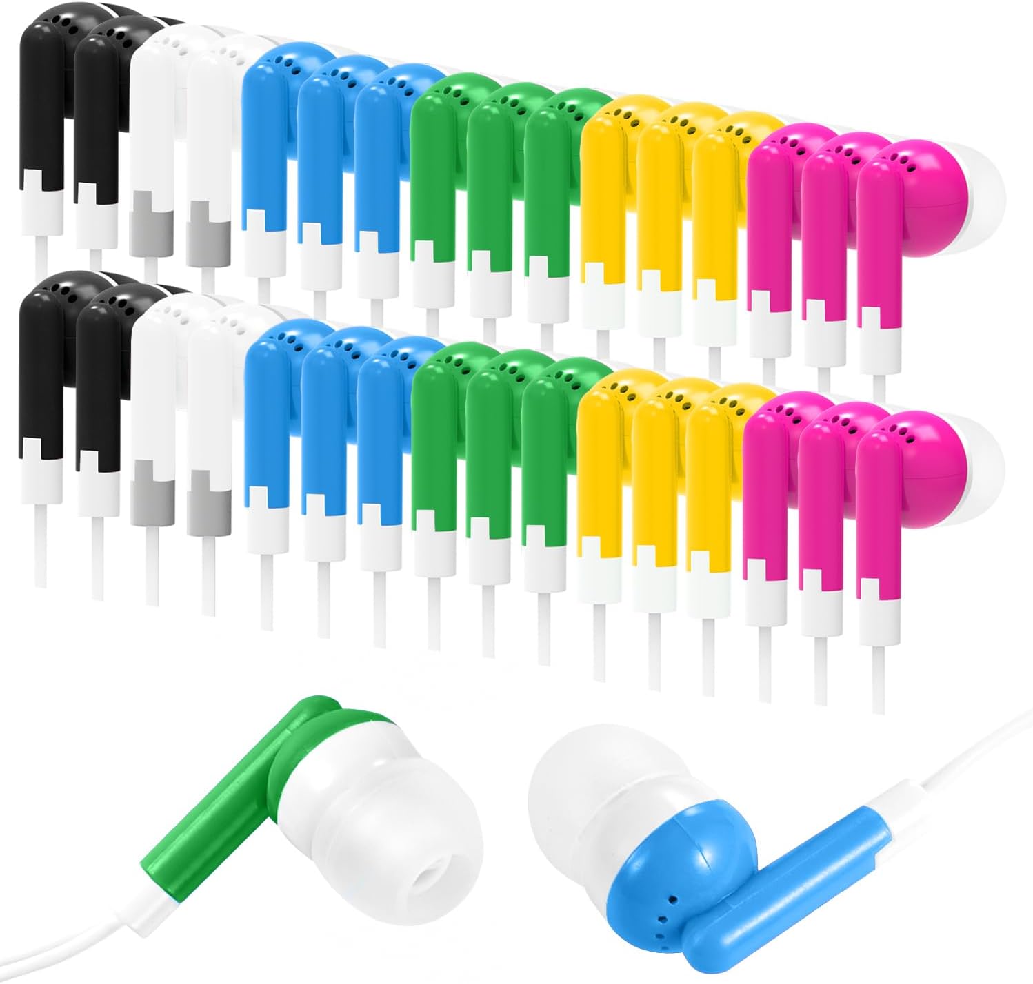 Wensdo 120 Pack Bulk Earbud Headphones Multi Colors