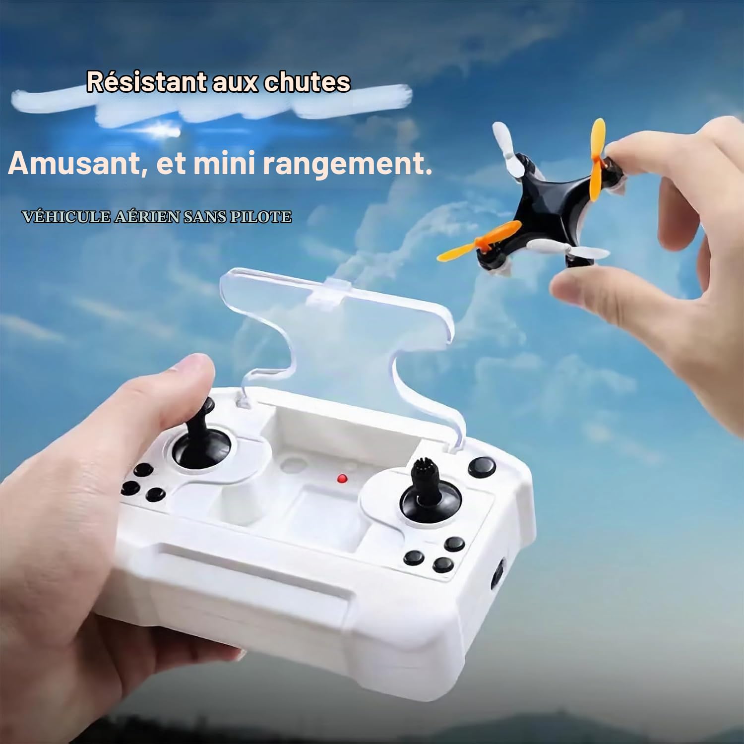Mini Drone LED, Drone Mini Tous Âges avec Vols Acrobatiques Faciles, Trucs 360°, Parfait pour Débutants, Maintien d'Altitude LED et Protection des Hélices pour Intérieur/Extérieur (Blue)
