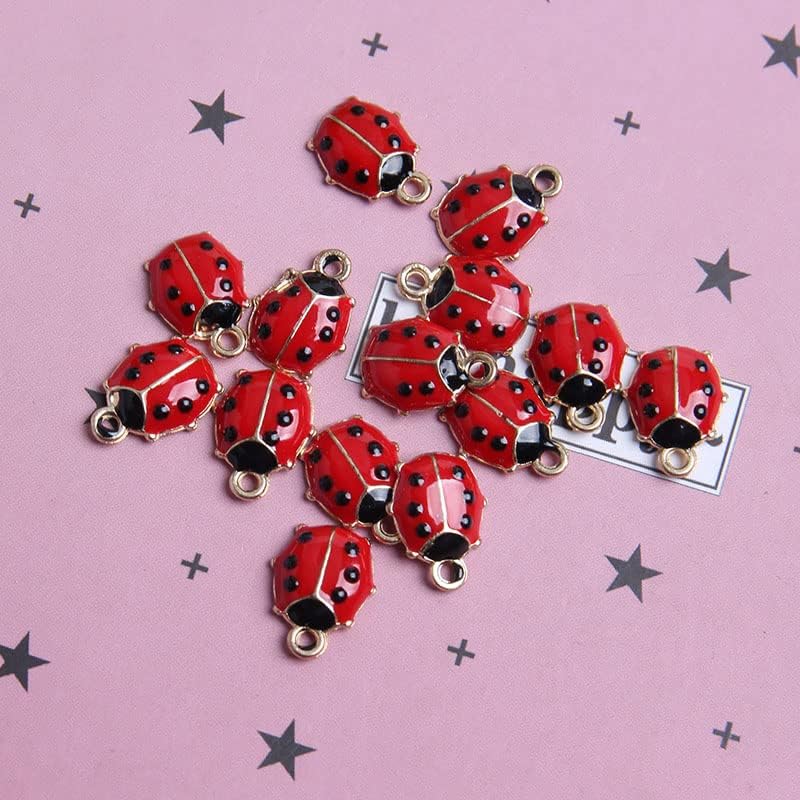 Acxico 20pcs 12x9mm Red & Black Ladybug Charms antique silver Pendants Making - Image 6