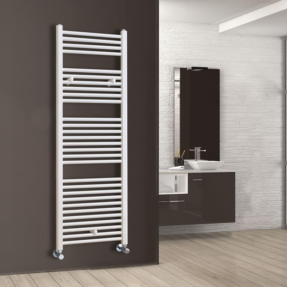 Kibath Toallero Secatoallas radiador para integrar en circuito de agua caliente, tubos de acero con acabado lacado en blanco 1500x500. Válido para red de calefacción estandar