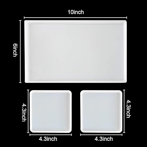 Miniatura 4 de Moldes grandes de resina de silicona, 3 moldes de resina de geoda de ágata, incluye molde cuadrado, rectangular, molde de silicona para hacer