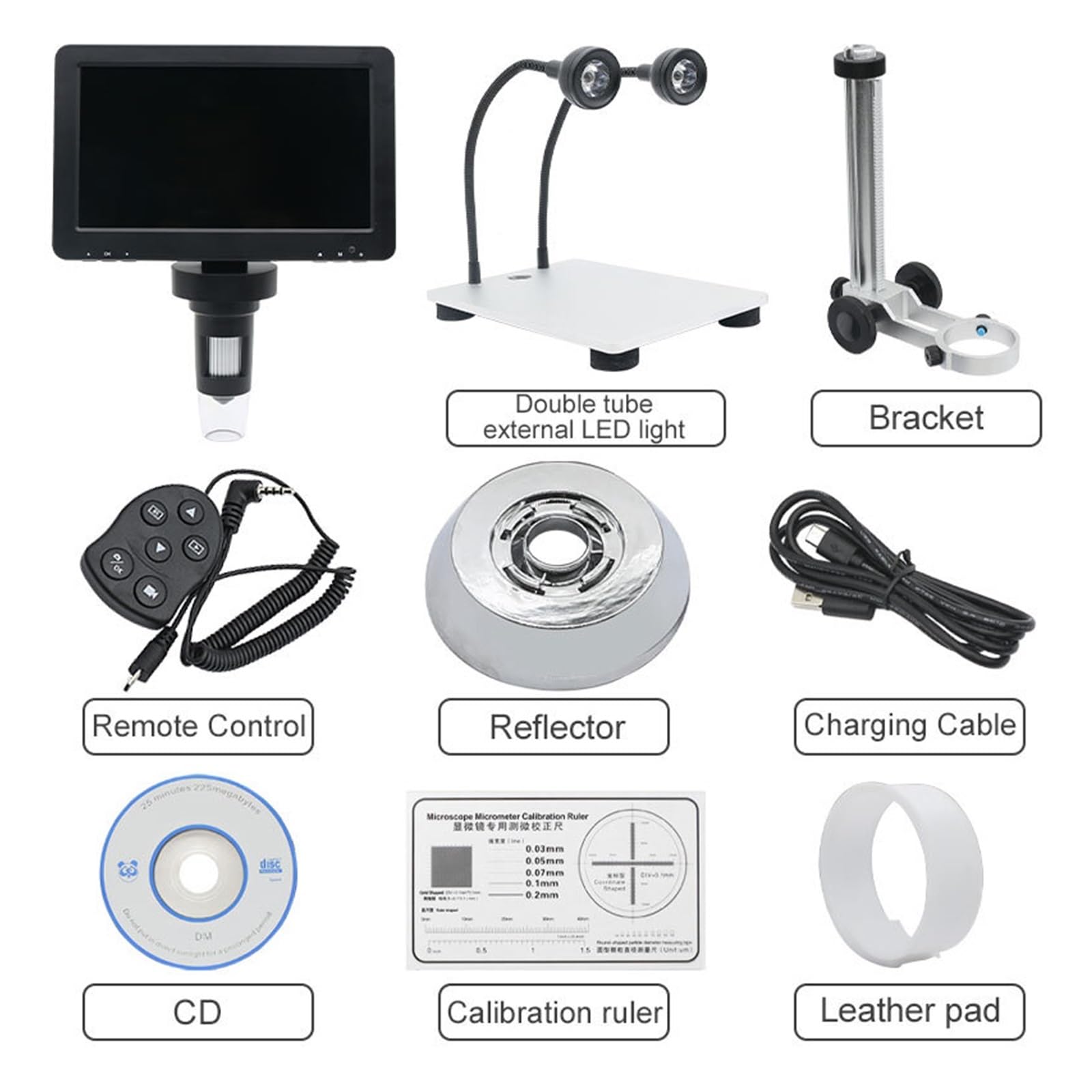 Digitales Mikroskop, 1200X LED Digitalmikroskop 7" HD Display Videomikroskop Uhr Reparatur Hauterkennung Industriemikroskop Mit Metallhebebasis
