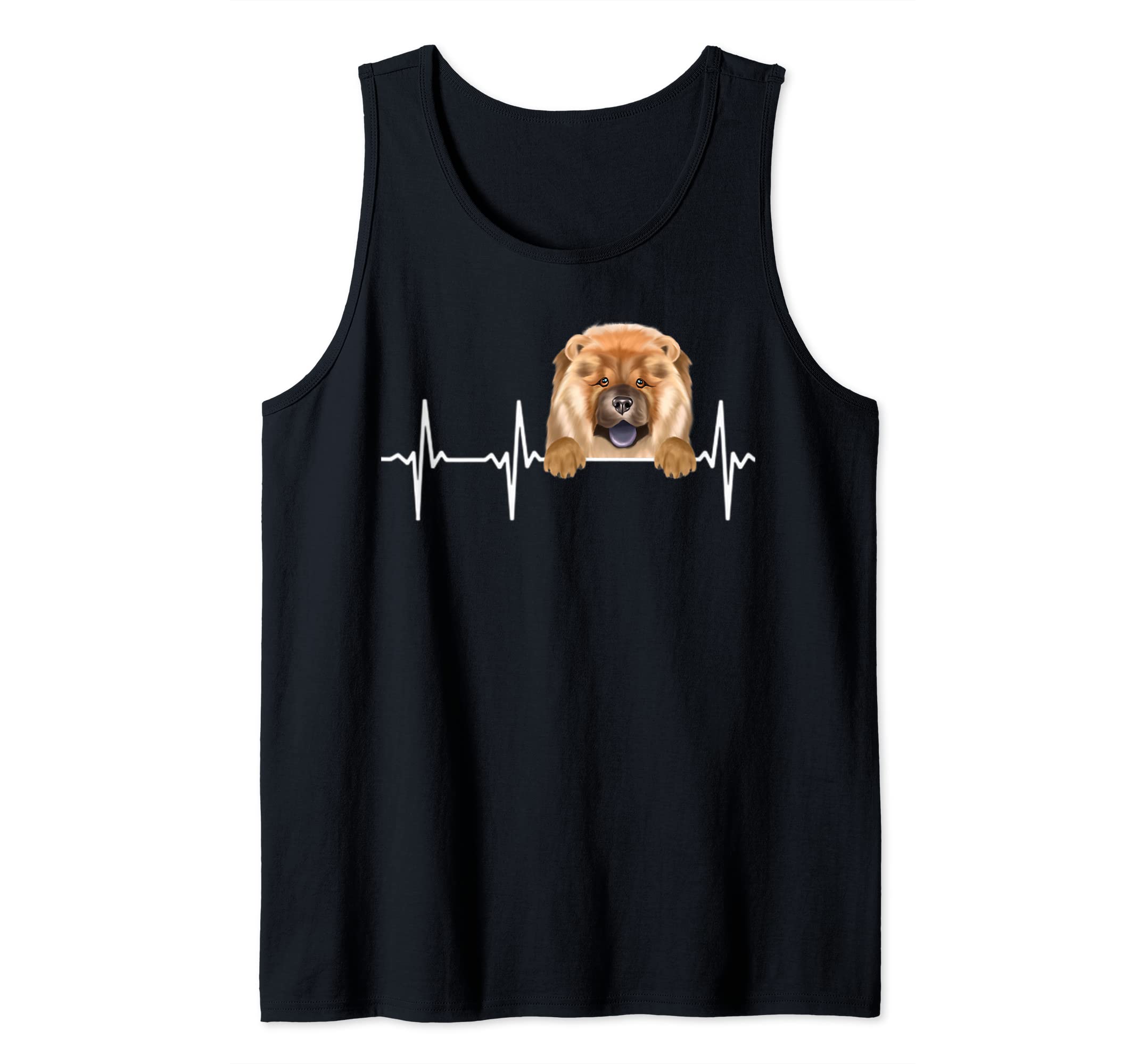 Funny Dog Heartbeat For Chow Chow Lovers Tank Top, Black