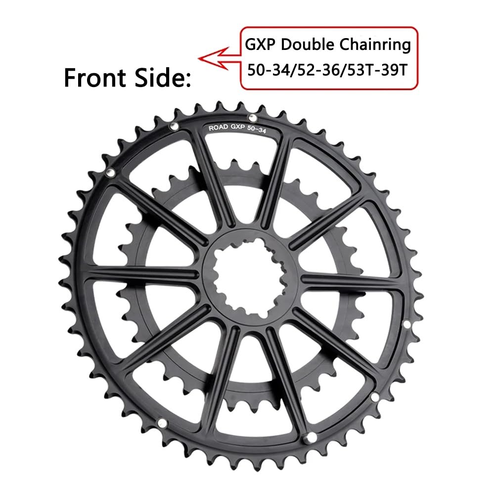 Guarnitura per Bici da Strada da 170 mm con Doppia velocità 50-34T/52-36T/53-39T, pedivella scheletrica Integrata Cava per BMX Pieghevole BSA BB 7-12S, Nera.
