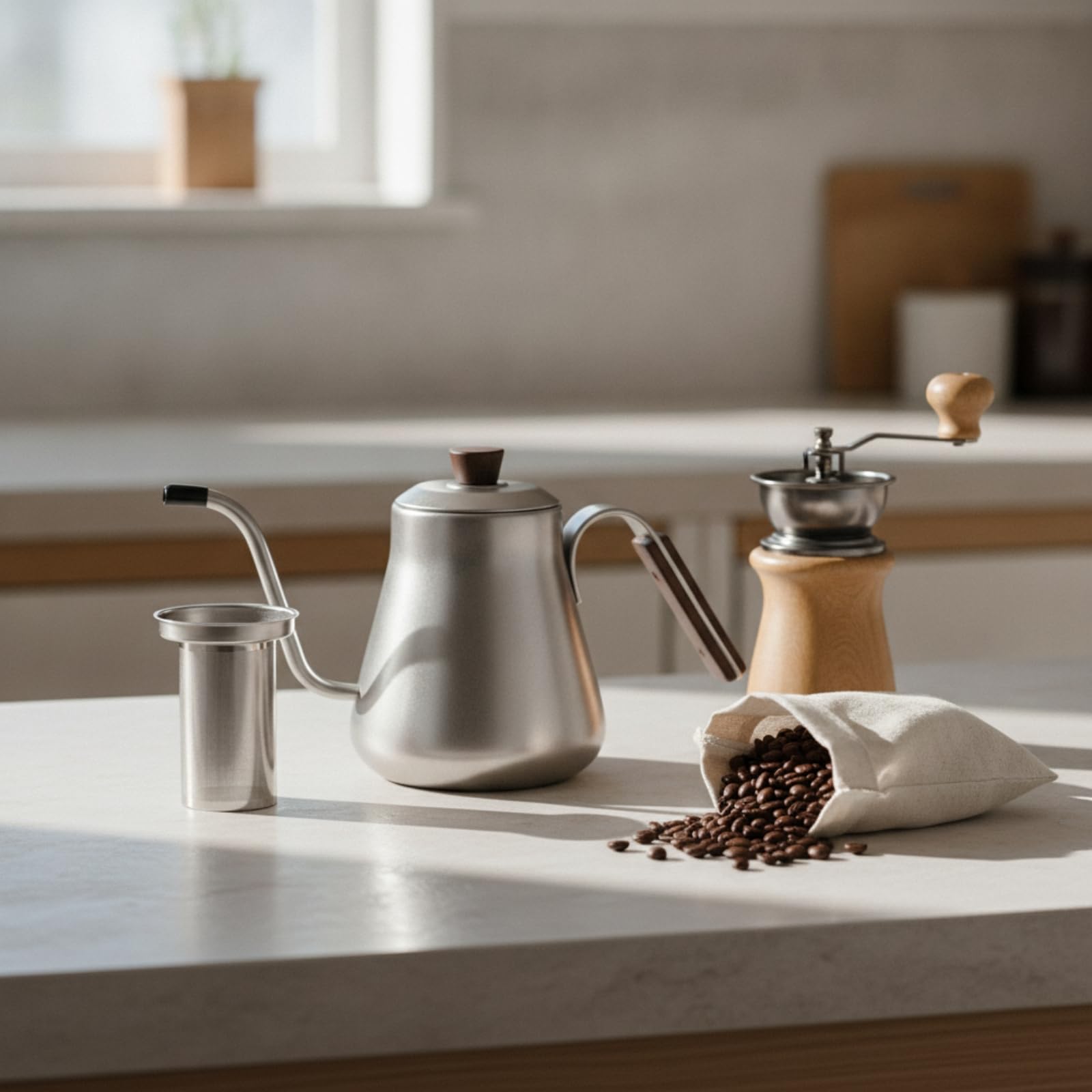Tetera con Colador Ergonómico Menaje salida Larga y Estrecha, Tetera con colador Té, sin Salpicaduras, para Cocina, Baristas