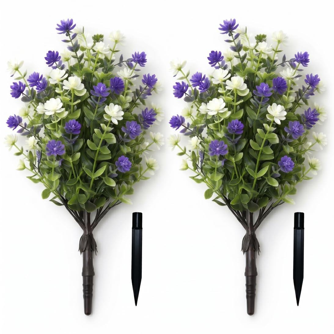 Yeaxxsqy Topiary Balls Artificial Outdoor Set of 2: Artificial Flowers with Ground Stakes, Realistic Camellia Eucalyptus, UV Resistant for Home Garden Decor, 45cm/18inch