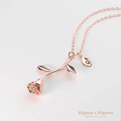 Vista 4 de MignonandMignon Collar de rosas para el día de la madre, La bella y la bestia, joyería personalizada, regalo de hito, 3MRN-L