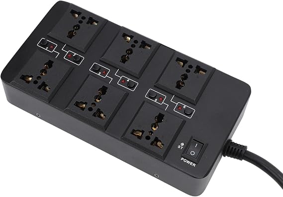 Power Sequencer Controller Outlet LED Indicator Stable Power Supply Metal 6 Channels Sequencing Time Universal Connector for Home Office
