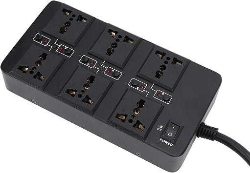 Power Sequencer Controller Outlet LED Indicator Stable Power Supply Metal 6 Channels Sequencing Time Universal Connector for Home Office